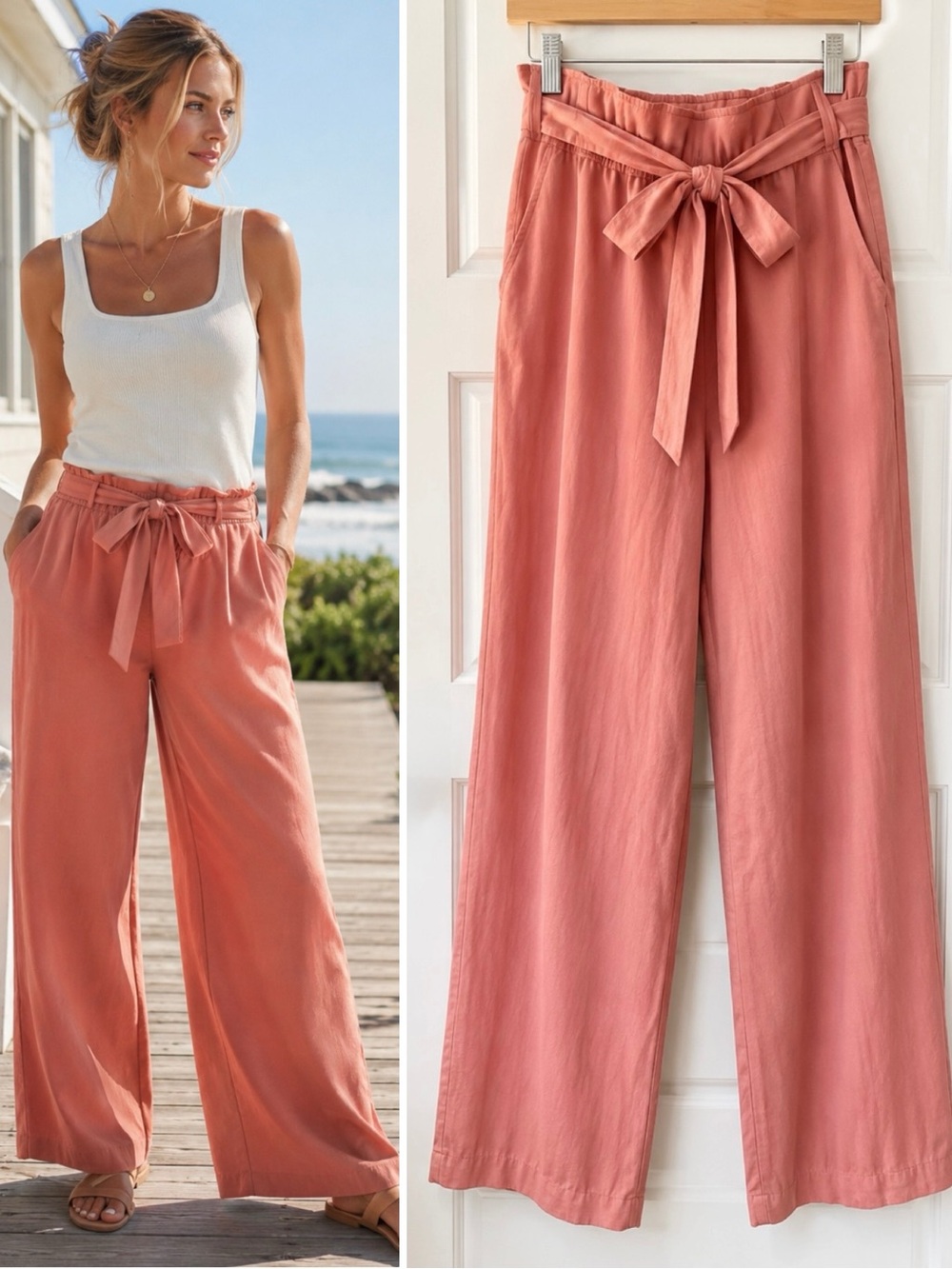 THREAD+SUPPLY Pull On Wide Leg Pants Tie Waist Pockets NWOT Sz XS💛